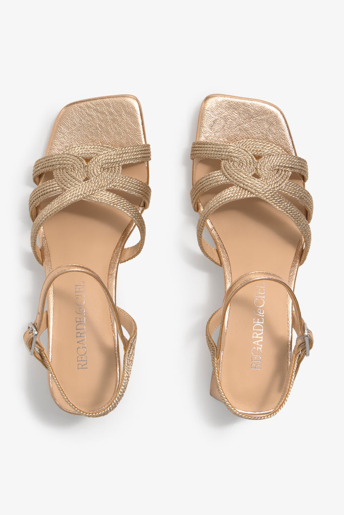 AMALIA-03 block-heel sandal in copper leather with elegant finish