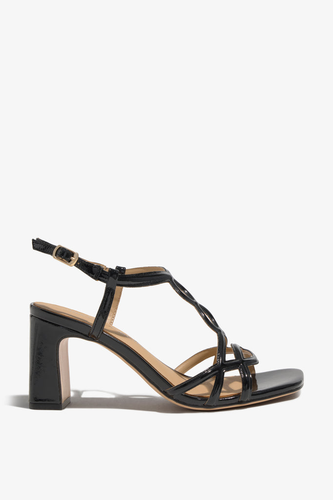 CHELLY-01 wingtip-heel sandal in rust leather with decorative heel