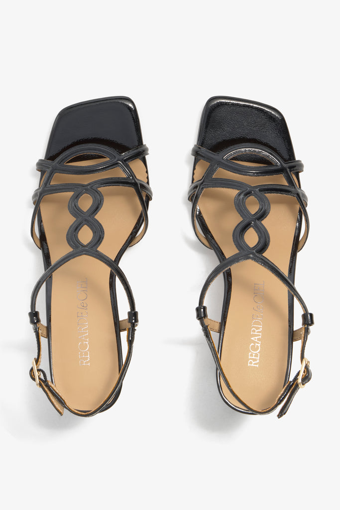 CHELLY-01 wingtip-heel sandal in rust leather with decorative heel