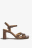 CHELLY-02 wingtip-heel sandal in rust leather with decorative heel