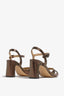 CHELLY-02 wingtip-heel sandal in rust leather with decorative heel