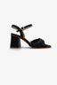PERLA-01 block-heel sandal in black leather with ankle strap