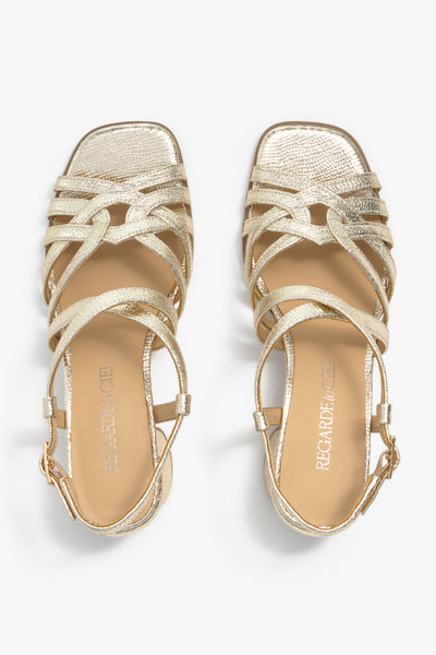 MARISSA-02 wedge sandal in platino leather with platform and buckle