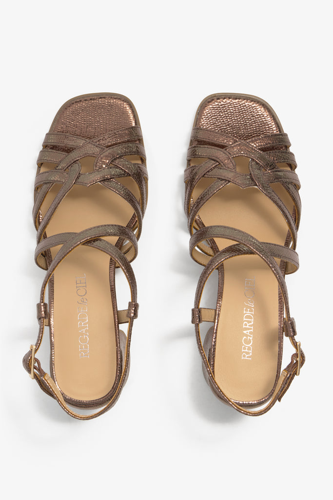 MARISSA-02 wedge sandal in rust leather with platform and buckle