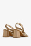 PERLA-05 block-heel sandal in copper leather with ankle strap