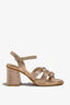 PERLA-08 block-heel sandal in copper leather with ankle strap
