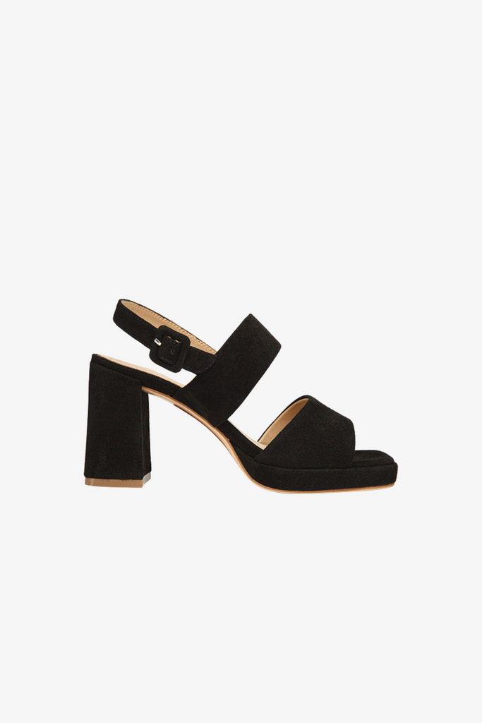 Leather heeled sandal ANNABEL-01 in Fucsia with bow and side buckle