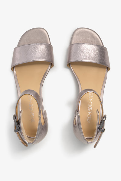 YEREMI-03 sandal in nocciola leather with block heel