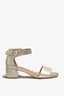 YEREMI-03 sandal in platino leather with block heel