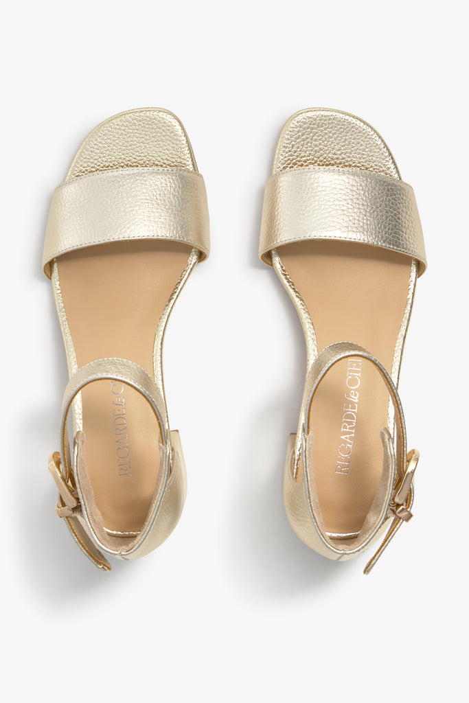 YEREMI-03 sandal in platino leather with block heel