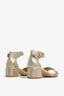 YEREMI-03 sandal in platino leather with block heel