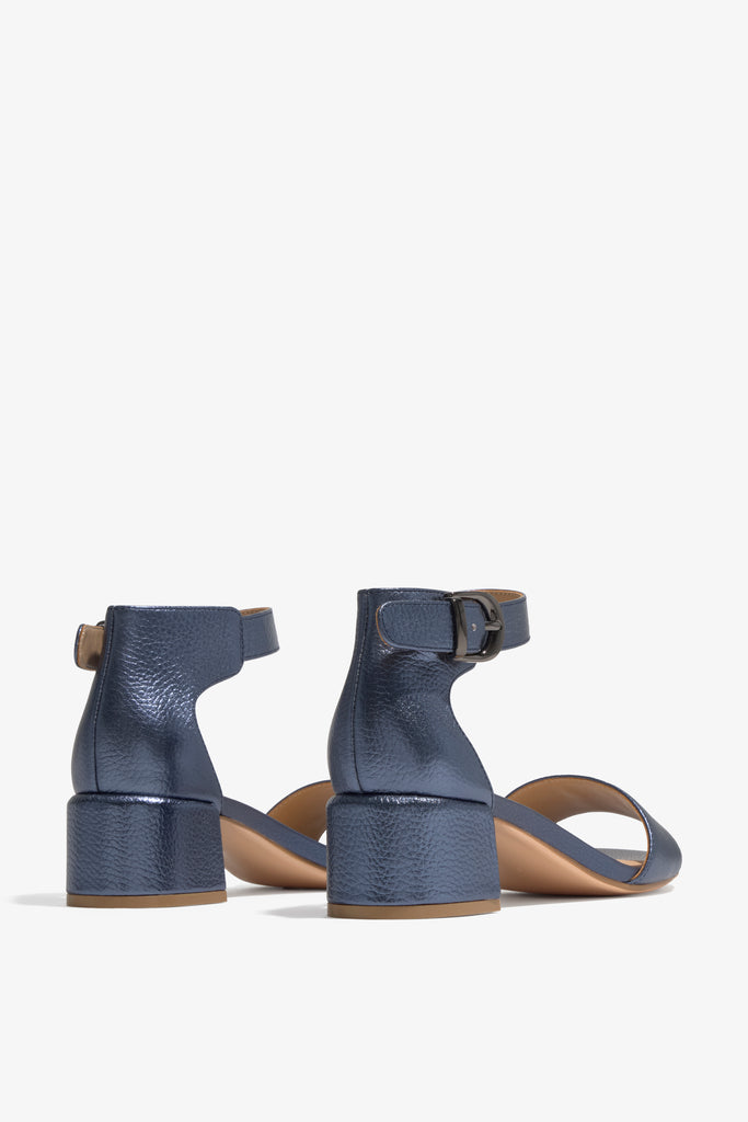 YEREMI-03 sandal in navy leather with block heel
