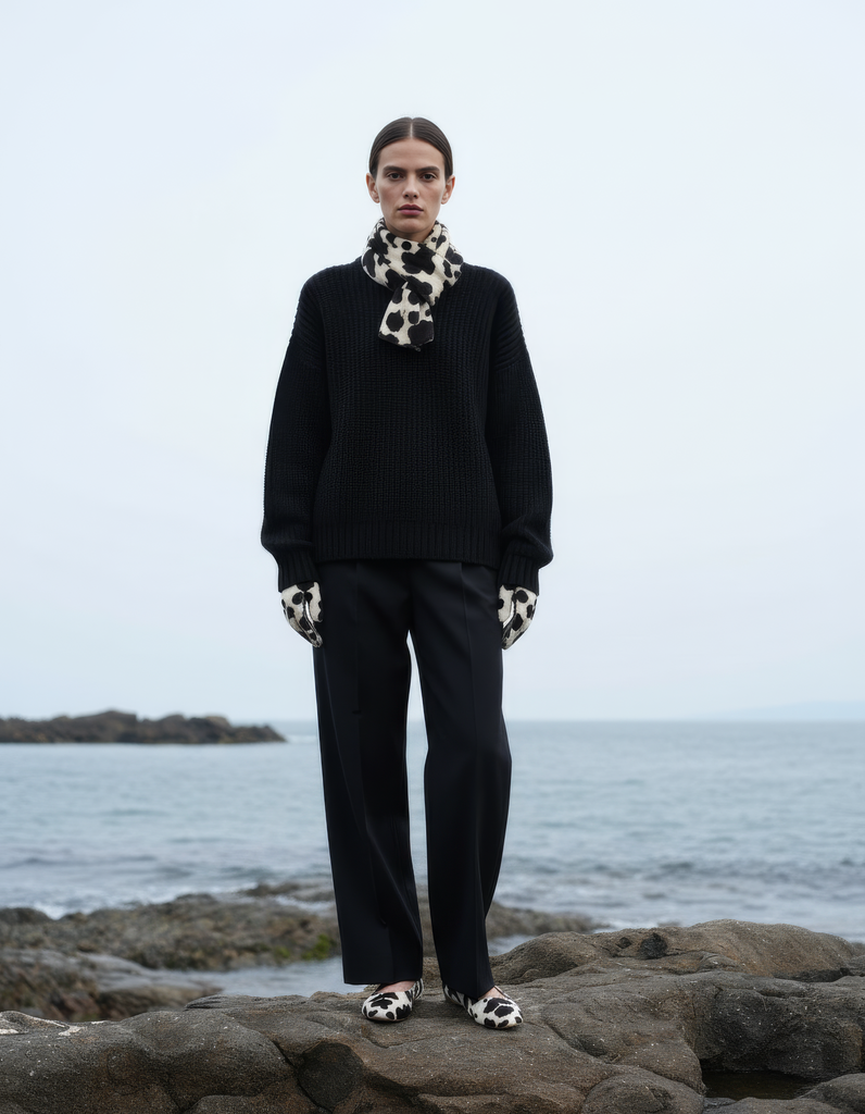 Reina-01 Cow-print Black