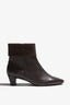 Barbara castagno leather ankle boot with suede fold-over cuff and block heel - side view