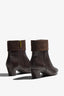 Barbara castagno leather ankle boot with suede fold-over cuff showing interior and opening - top view