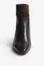 Barbara castagno leather ankle boot with suede fold-over cuff and block heel - back view
