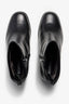 Cali black leather platform ankle boot with lug sole and block heel - back view