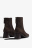 Cali testa di moro brown suede ankle boot showing interior opening - top view