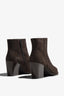 Eithel brown suede ankle boot with quilted cuff showing interior - top view