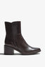 Elettra brown leather knee-high boot with block heel - side view