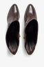 Elettra brown leather ankle boot with curved stitching detail and block heel - back view