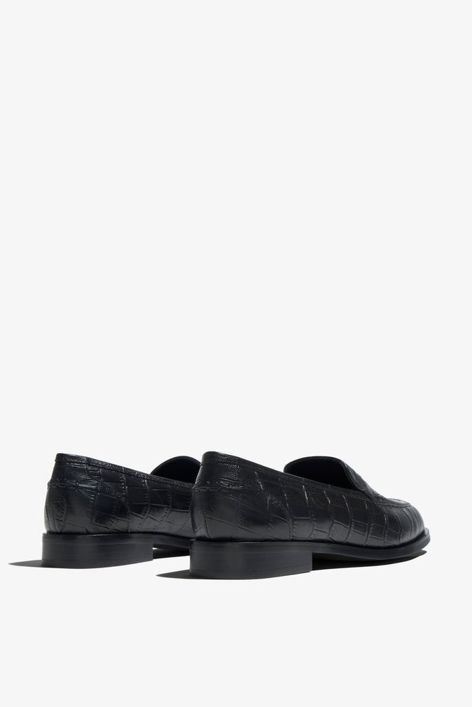 Etta black crocodile-leather loafer - back view