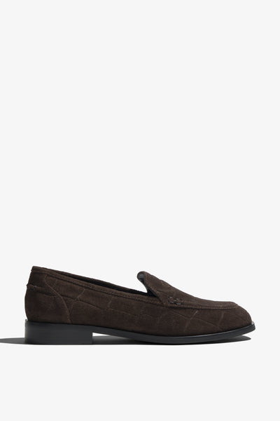 Etta chestnut suede loafer - side view
