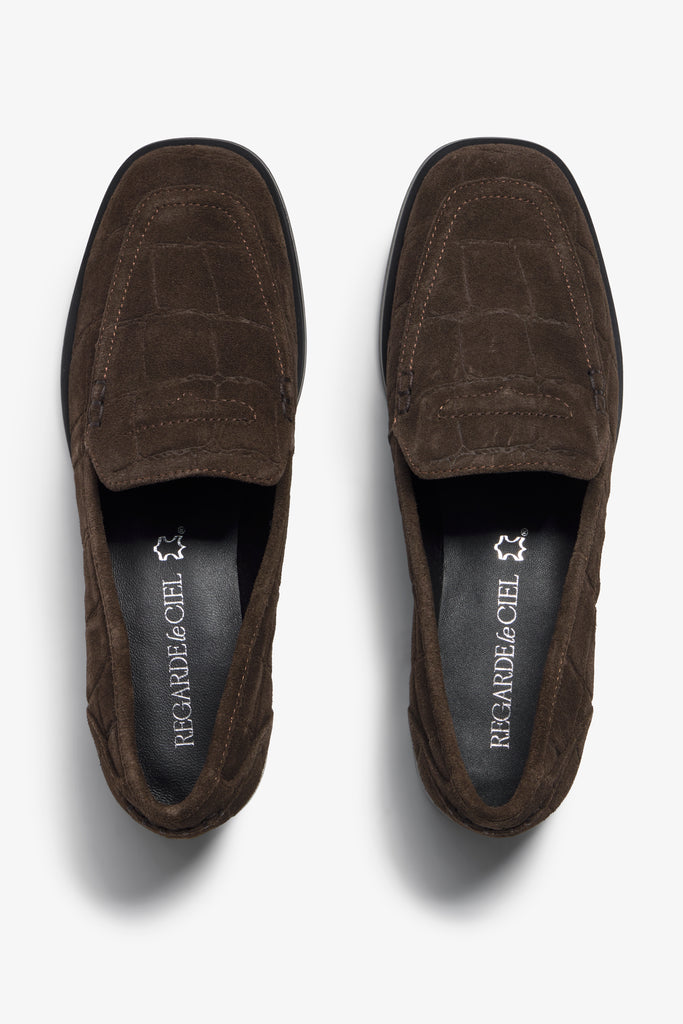 Etta chestnut suede loafer - top view