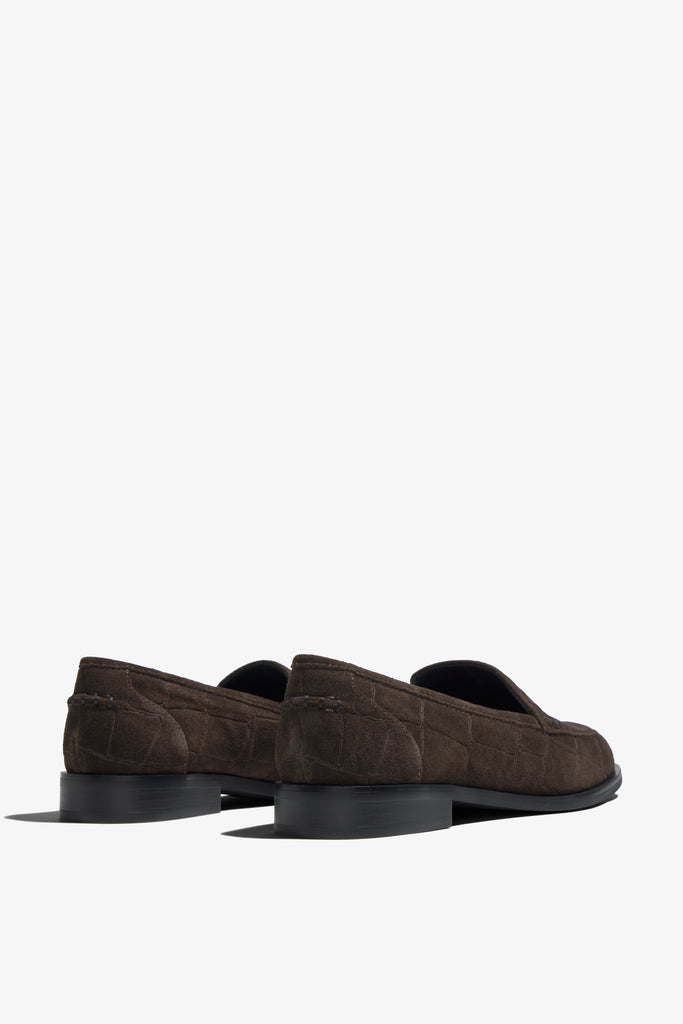 Etta chestnut suede loafer - back view