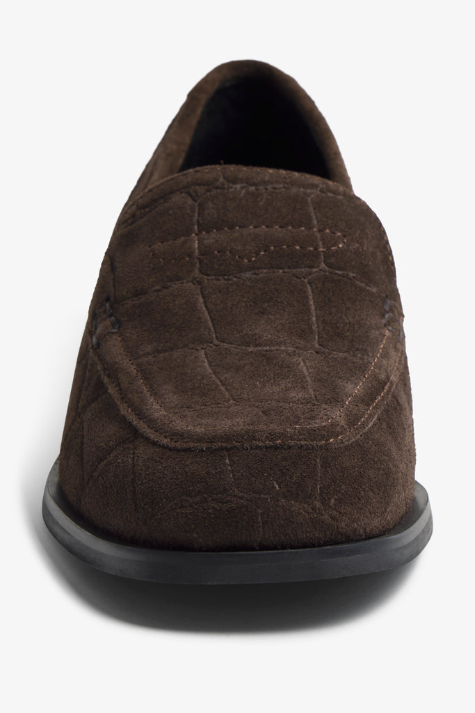 Etta chestnut suede loafer - front view