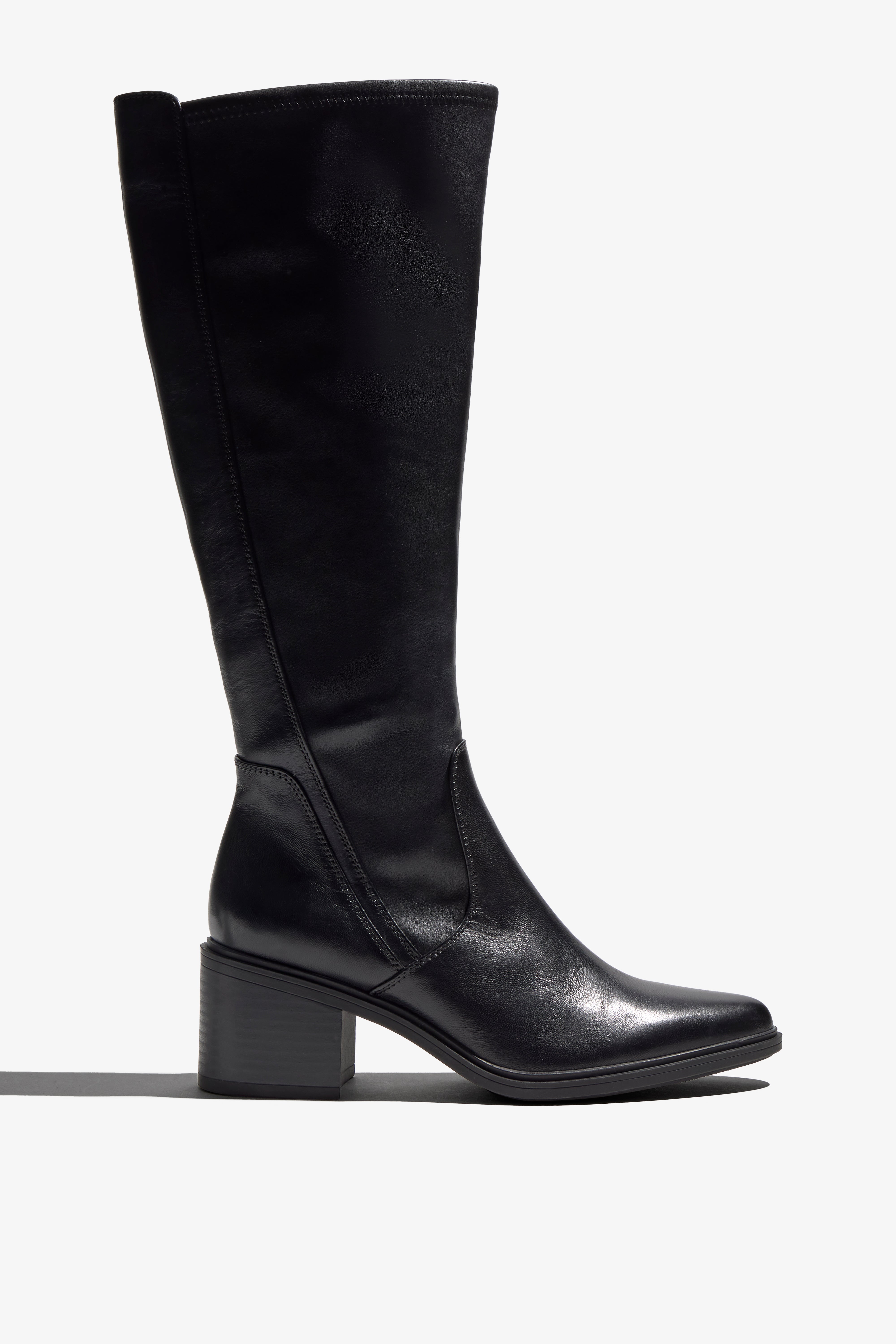 Elettra-04 Black Stretch Leather Boot | Regarde Le Ciel