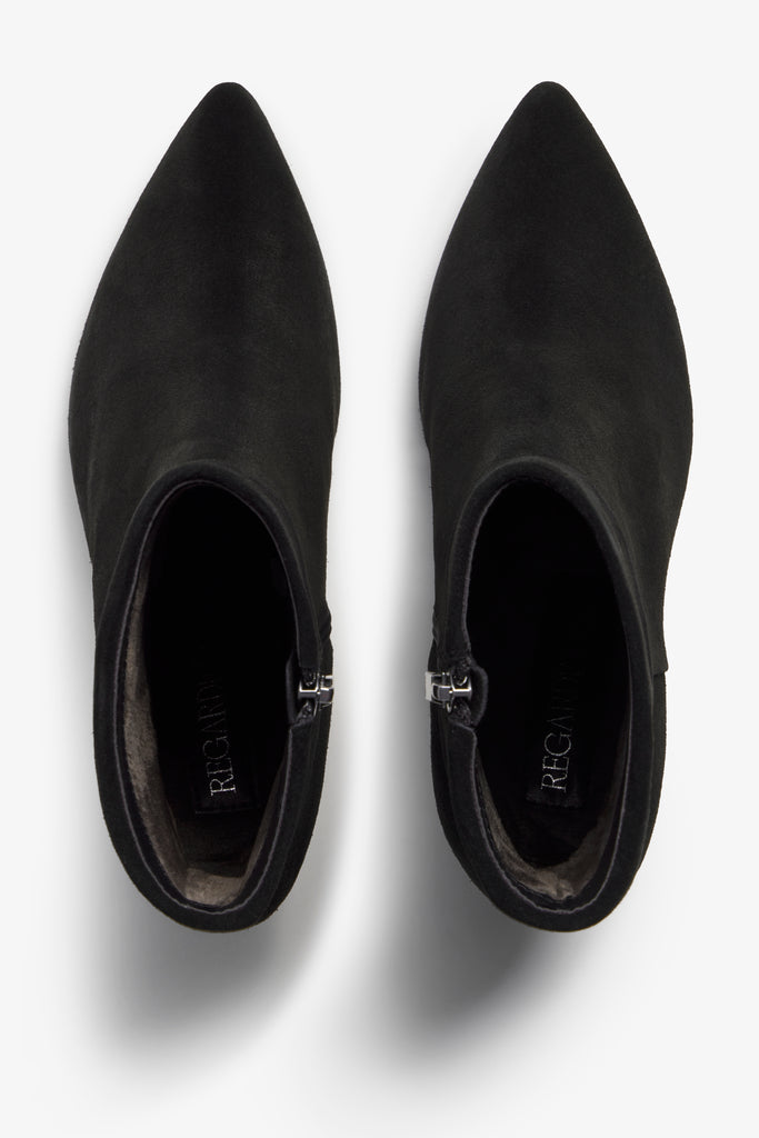 Hadlye black suede ankle boot with fold-over cuff - top view
