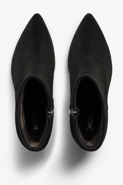 Hadlye black suede ankle boot with fold-over cuff - top view