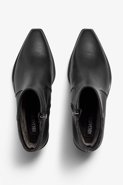 Helly black leather ankle boot with ruched shaft - top view