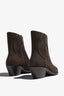 Helly brown suede ankle boot with ruched shaft - back view