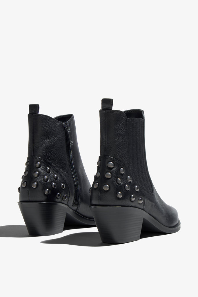 Helly black leather ankle boot with ruched shaft - back view
