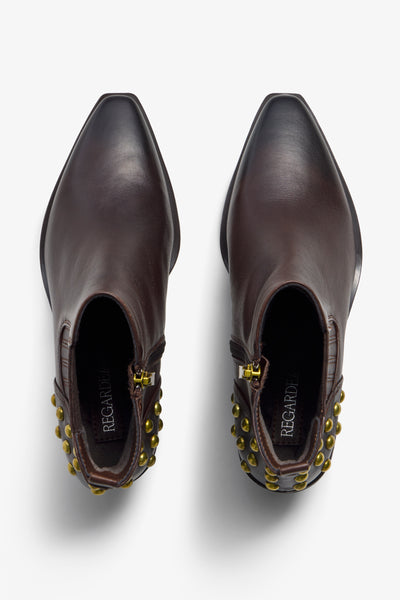 Helly black leather ankle boot with ruched shaft - top view
