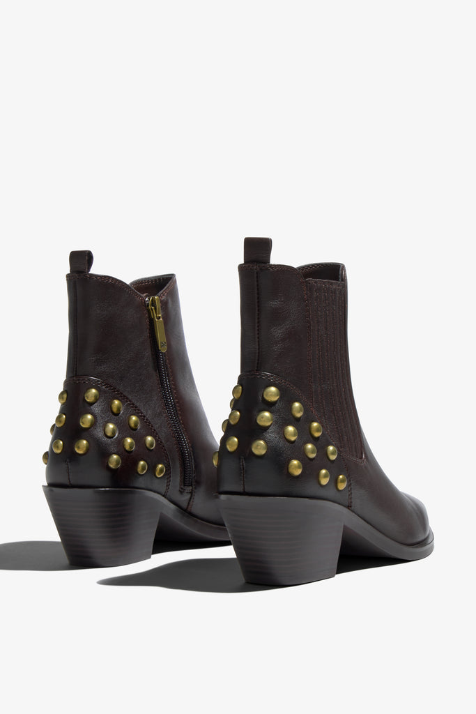 Helly black leather ankle boot with ruched shaft - back view