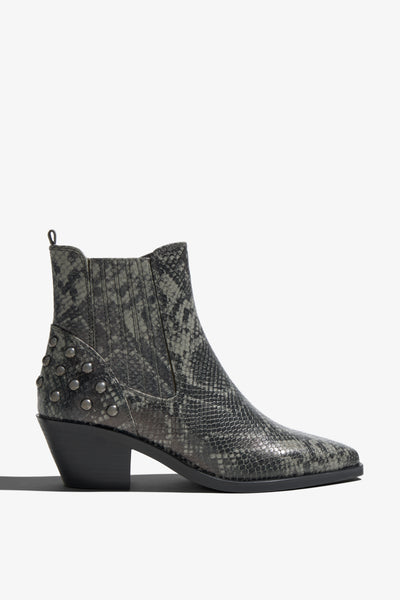 Helly python gray python ankle boot with studs - side view
