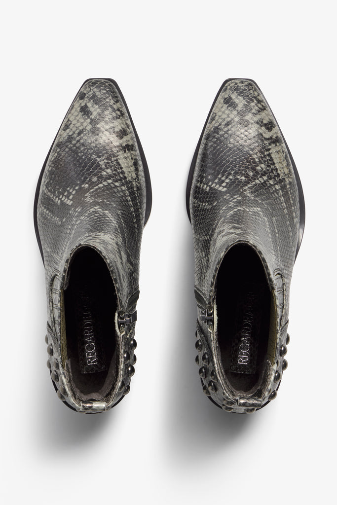 Helly python gray python ankle boot with studs - top view