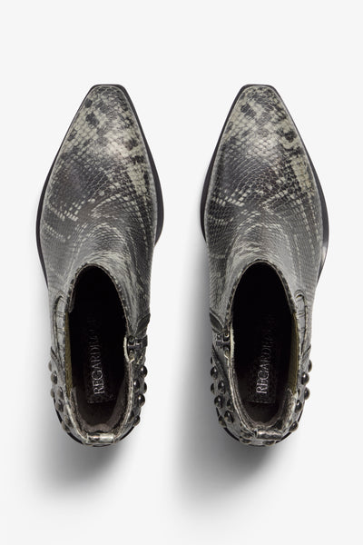 Helly python gray python ankle boot with studs - top view