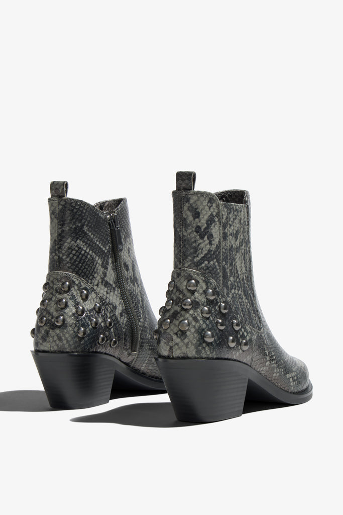 Helly python gray python ankle boot with studs - back view