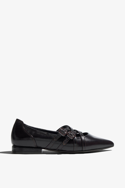Kaory black leather ballet flat - side view