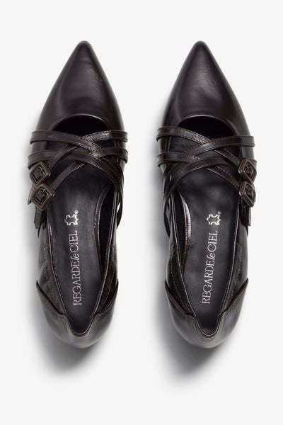 Kaory black leather ballet flat - top view
