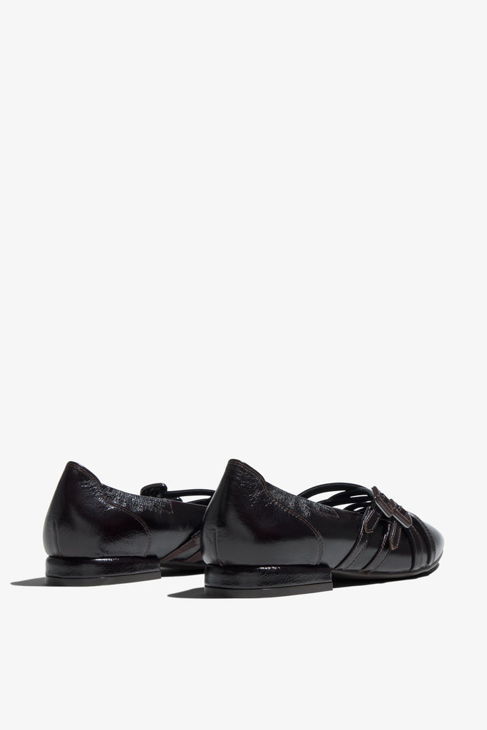 Kaory black leather ballet flat - back view