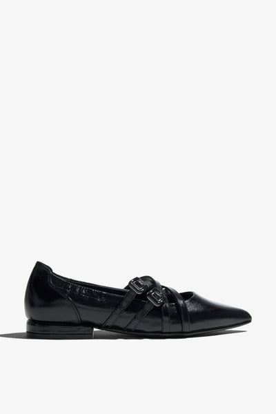 Kaory black leather ballet flat - side view