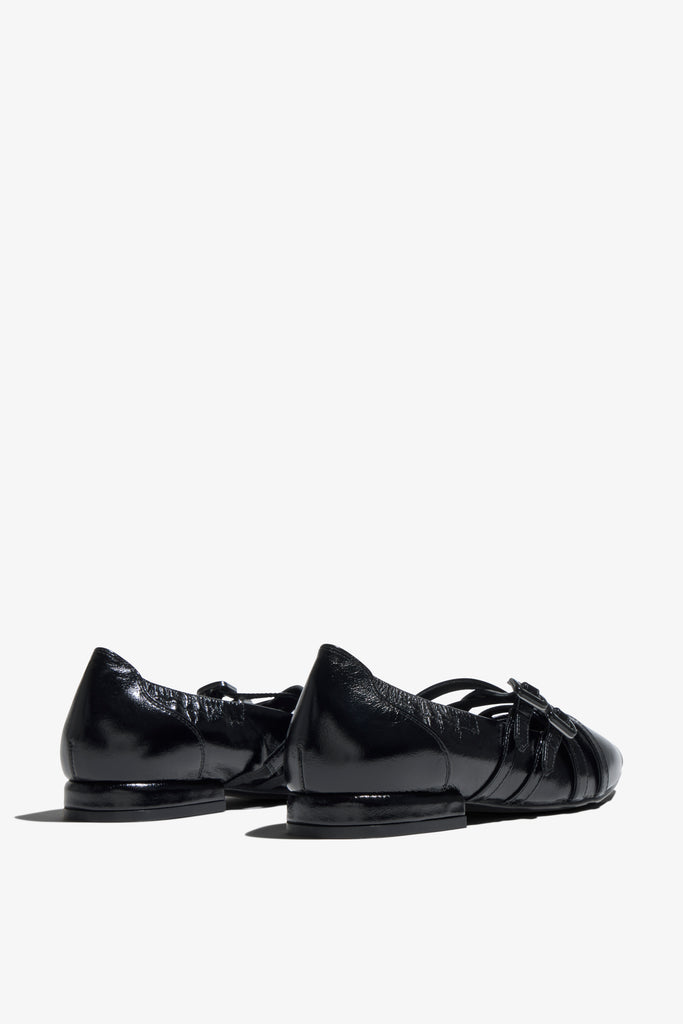 Kaory black leather ballet flat - back view