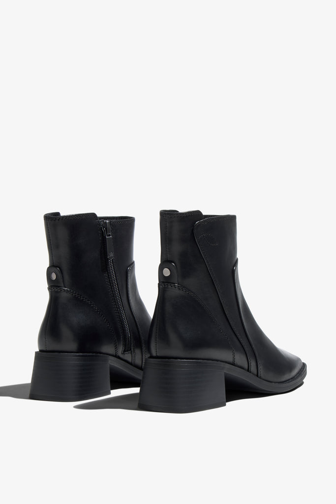 Lilla black leather ankle boot - back view