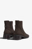 Lilla charcoal suede ankle boot with quilted shaft - front view