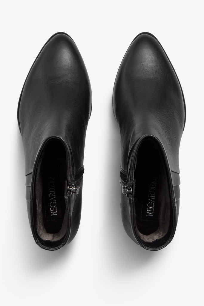 Lori black leather ankle boot - top view